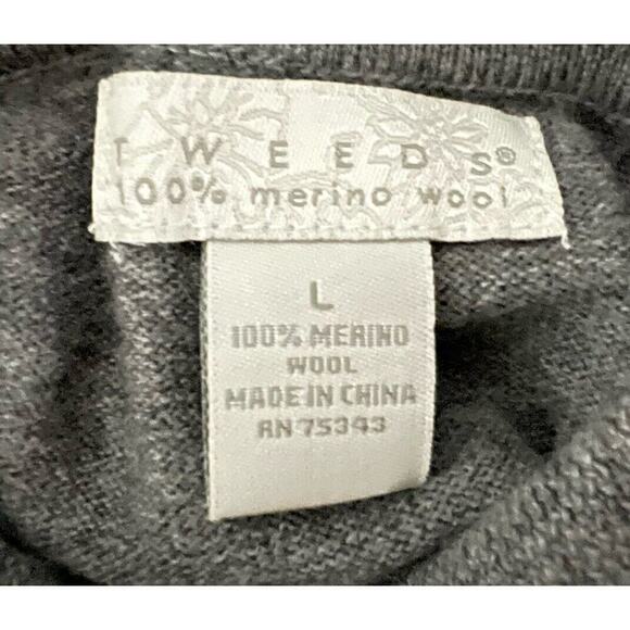 Tweeds Women’s Sz L Gray Blk Argyle 100% Merino Wool Turtleneck Sweater Academia - Picture 7 of 7